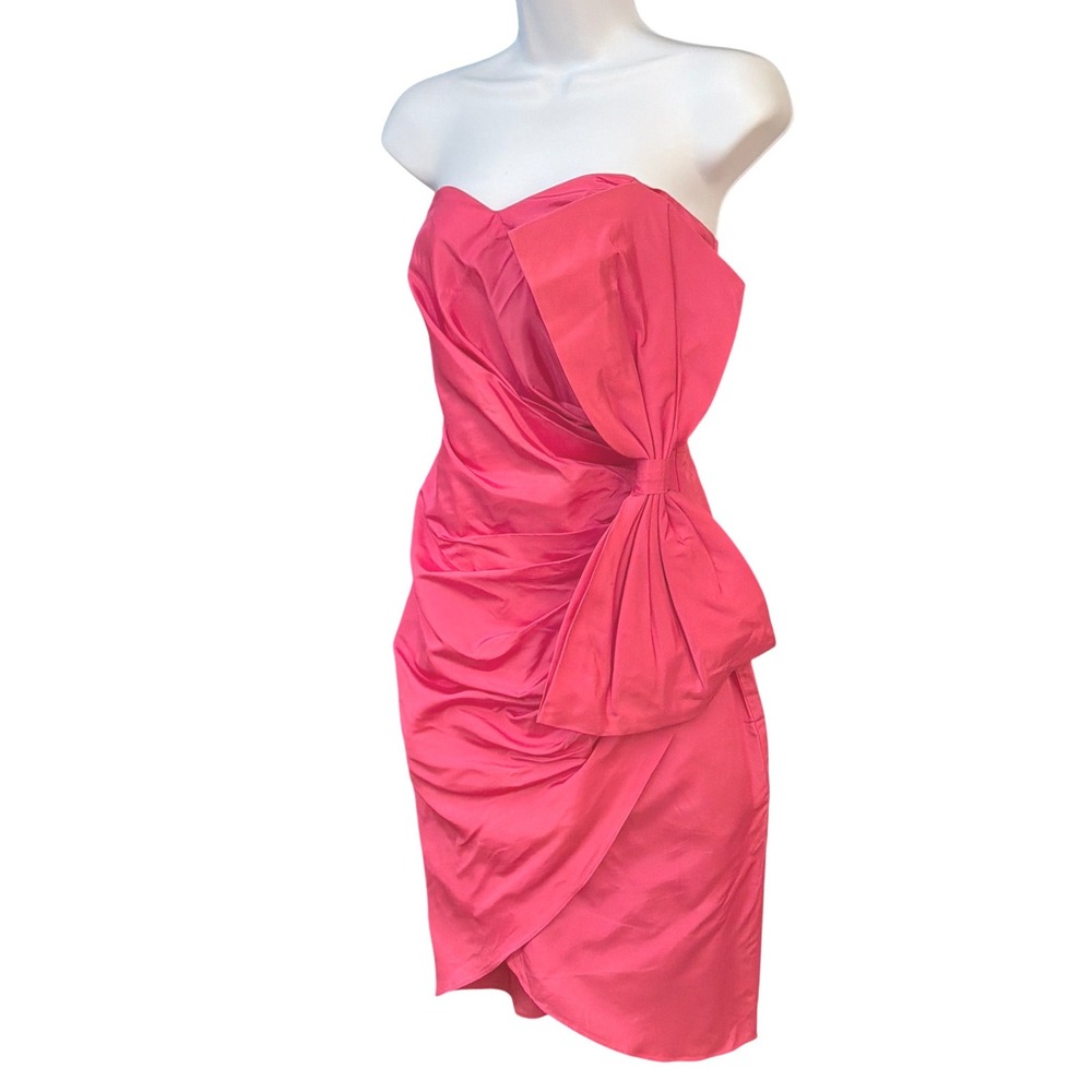 Vtg Climax David Howard Strapless Bow Dress Barbiecore 80s Prom Cocktail